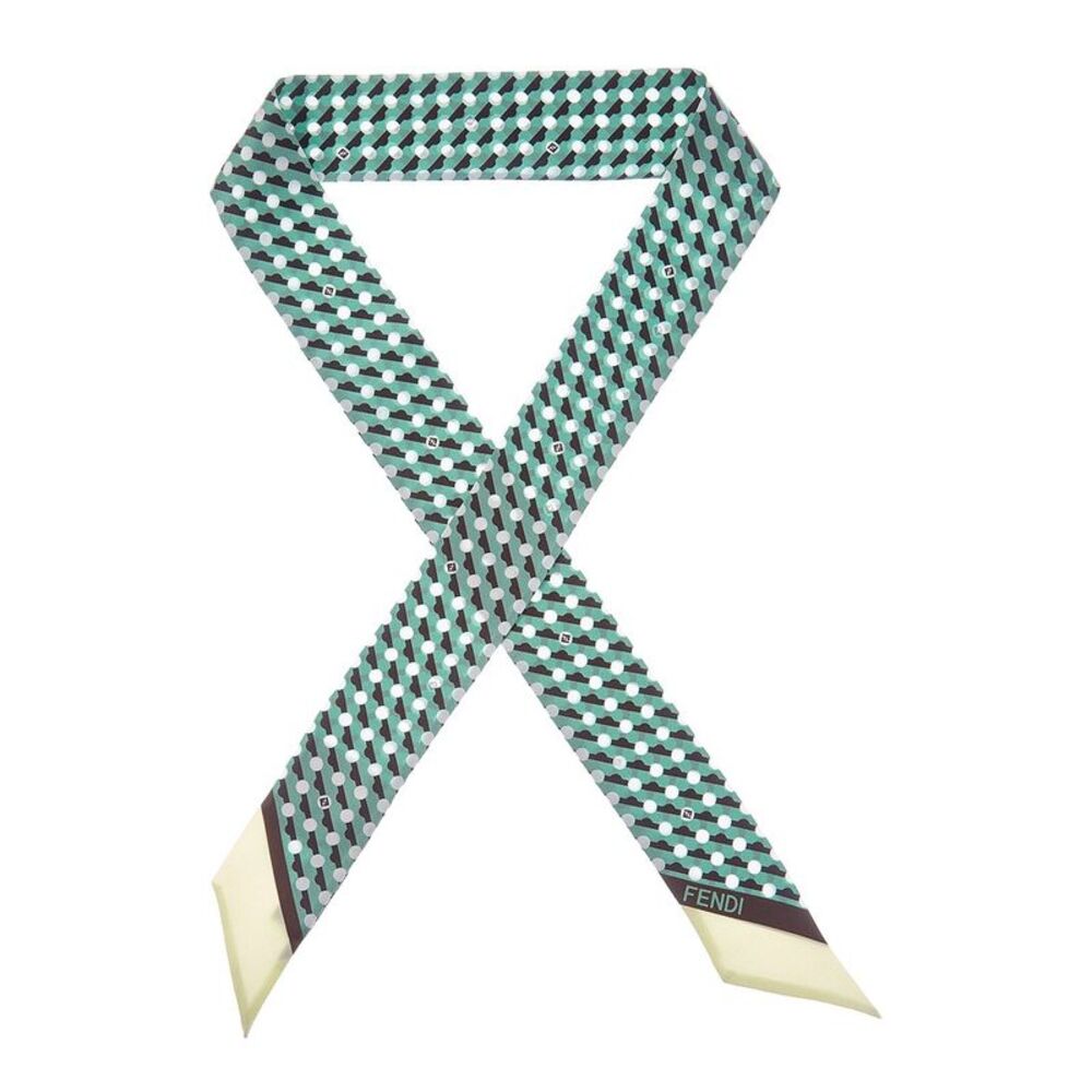 Fendi Wrappy Silk Scarf, Green